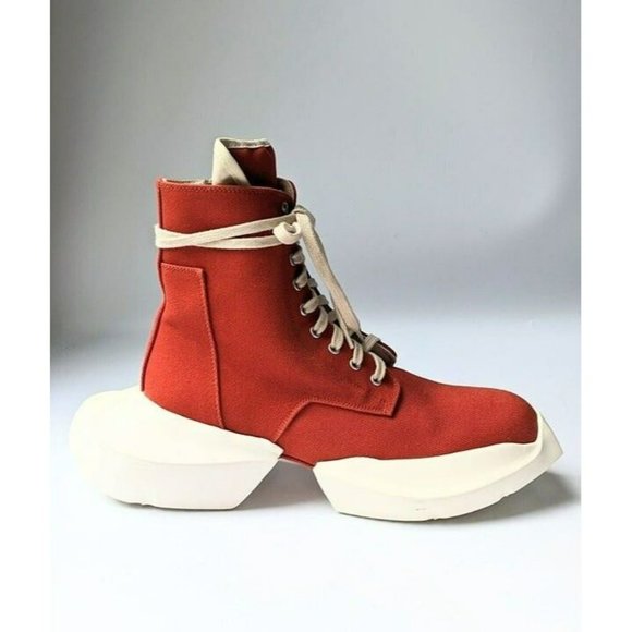 DRKSHDW Rick Owens Men's Army High Top Sneakers Orange Size 44 EU (MSRP $740) - Picture 2 of 10
